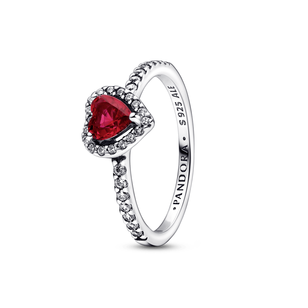 ANILLO CORAZON ELEVADO ROJO