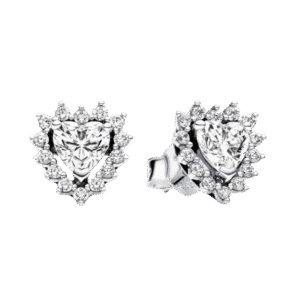 ARETES CORAZÓN DIAMANTE CON HALO