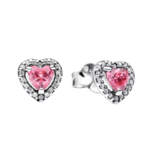 ARETES CORAZÓN ROSA BRILLANTE